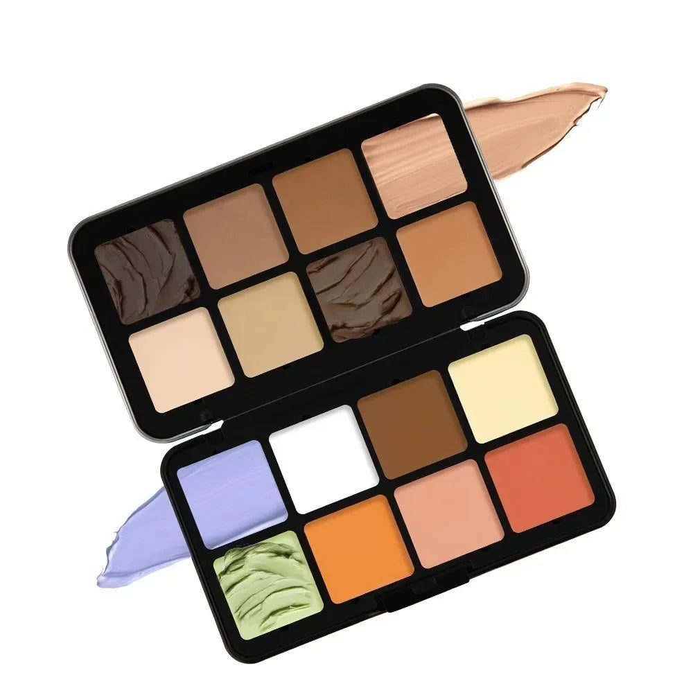 12-Color Iron Box Blusher Plate Multi-Color Cream Blush Plate Concealer Plate Contour and Highlighter Palette Makeup Blush Face