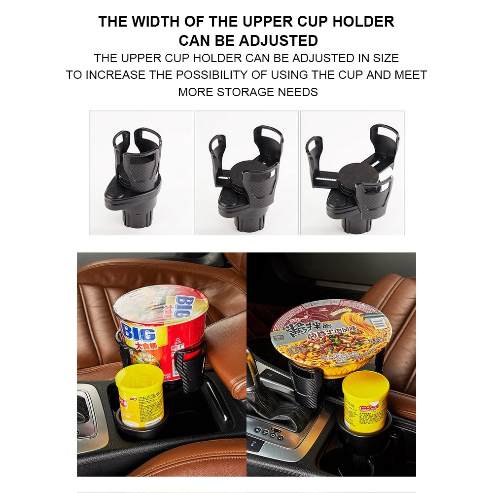2 In 1 Vehicle Mounted Slipproof Cup Holder 360 Degree Rotating Water Car Cup Holder Multifunctional Auto Accessory