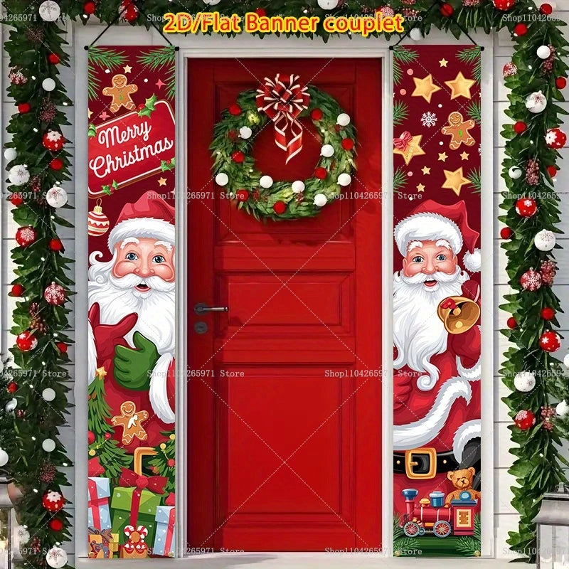 Christmas Door Banner Door Couplet Merry Christmas Decoration For Home 2025 Navidad Kerst Natal Noel Xmas Decor New Year 2026