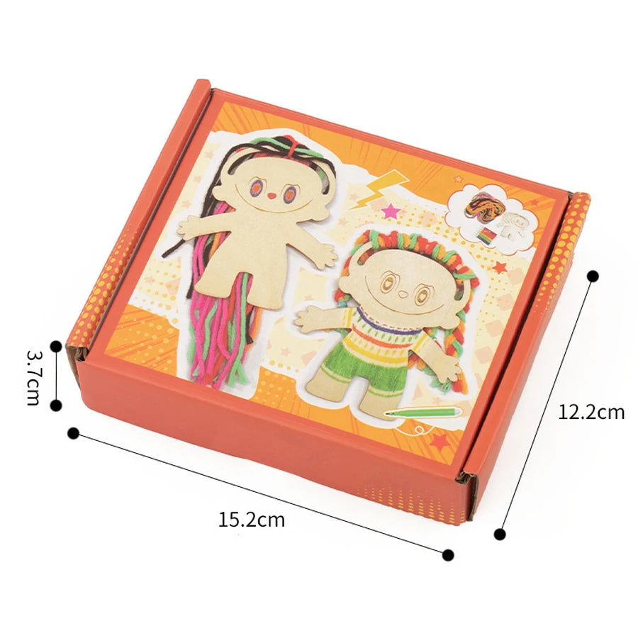 Girls Wooden DIY Craft Kit Toy Educational Handmade Braided Hair Painted Craft Christmas Birthday Gift for Kids