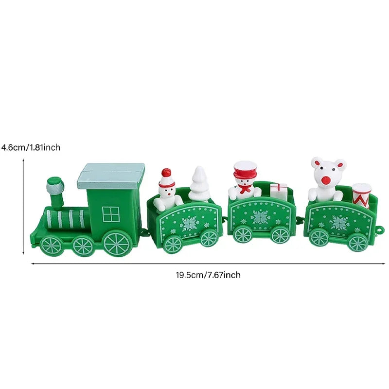Christmas Train Painted Wooden Plastic  Mini Christmas Tree Train Christmas Decorations Festival Party Xmas Table Top Ornament