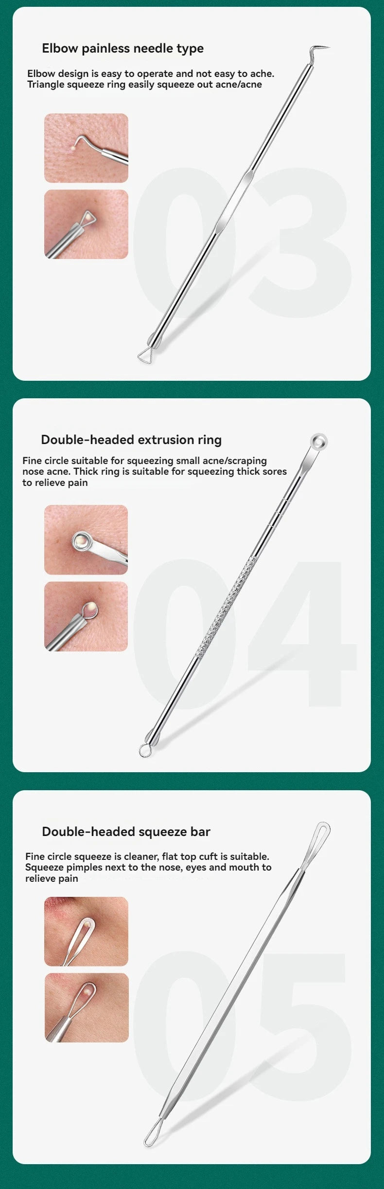 8 PCS Stainless Steel Acne Clip, Cell Clip, Blackhead Clip, Acne Needle, Beauty Salon Acne Needle, Acne Needle Tool