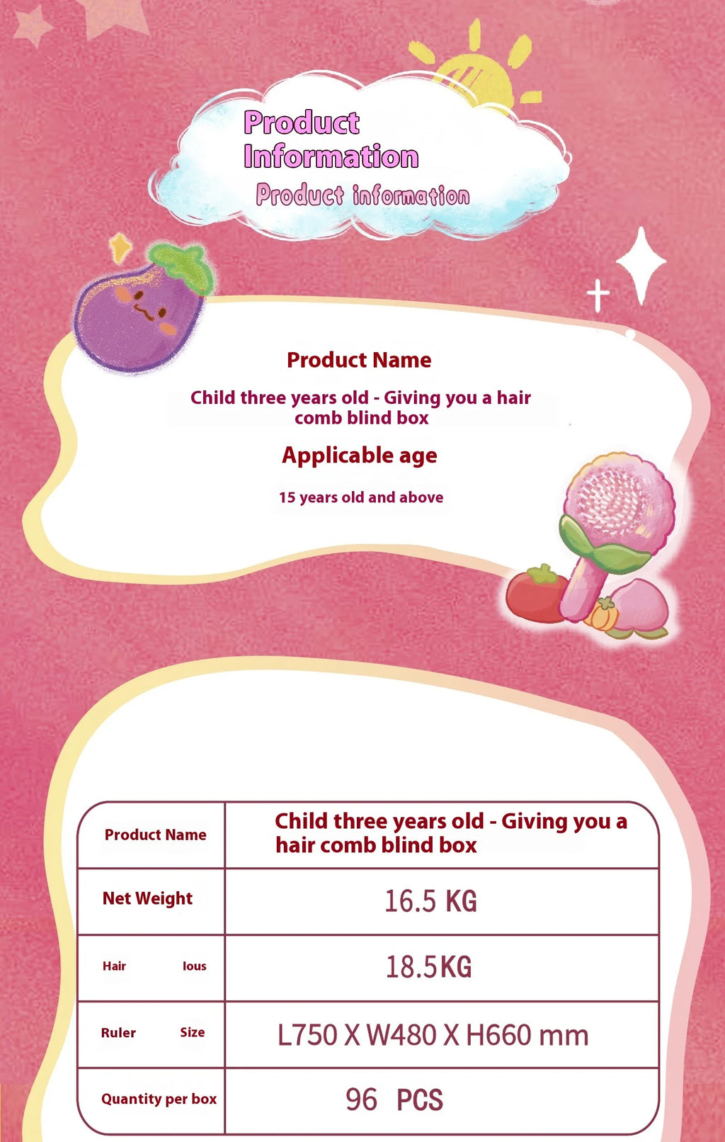 New Baby Three Comb Your Hair Blind Box Cute Fruits And Vegetables Trendy Toy Figurine for Girls Cute Doll Birthday Gift