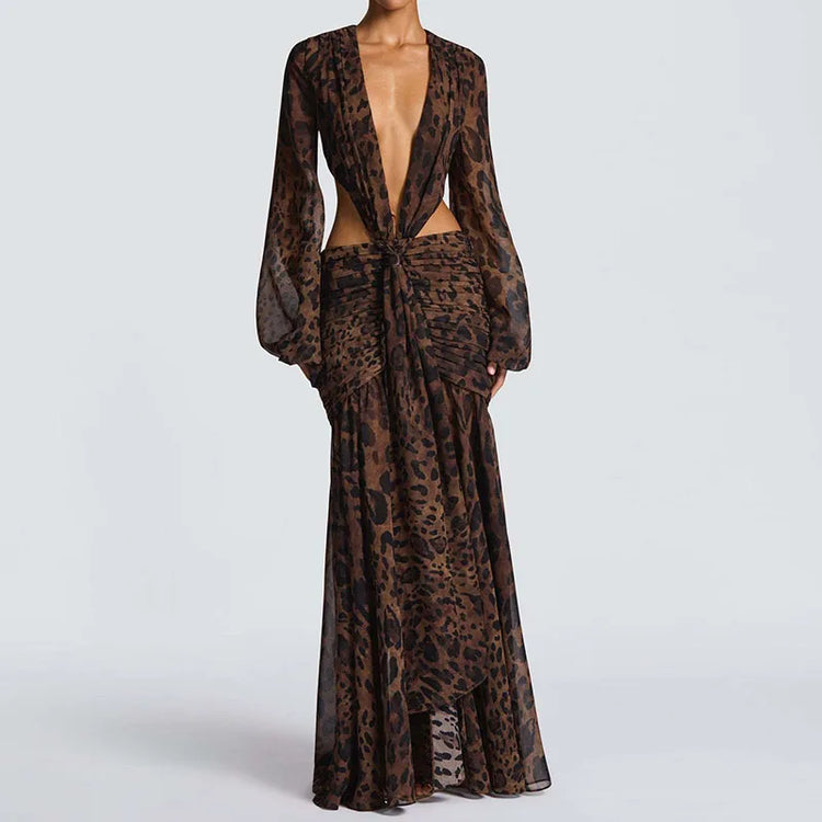 summer women deep v neck backless draped party dress