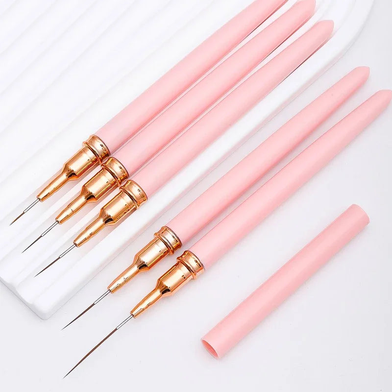 5 Pcs Nail Art Liner Brushes Set Elongated Lines Striping Drawing UV Gel Painting Nail Design Pen Professional Manicure Tool