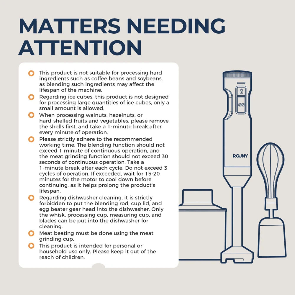 Powerful Hand Immersion Blender,4-in-1 Stainless Steel Stick Food Mixer,700ml Mixing Beaker,500ml Processor,Whisk, MAX 1200W