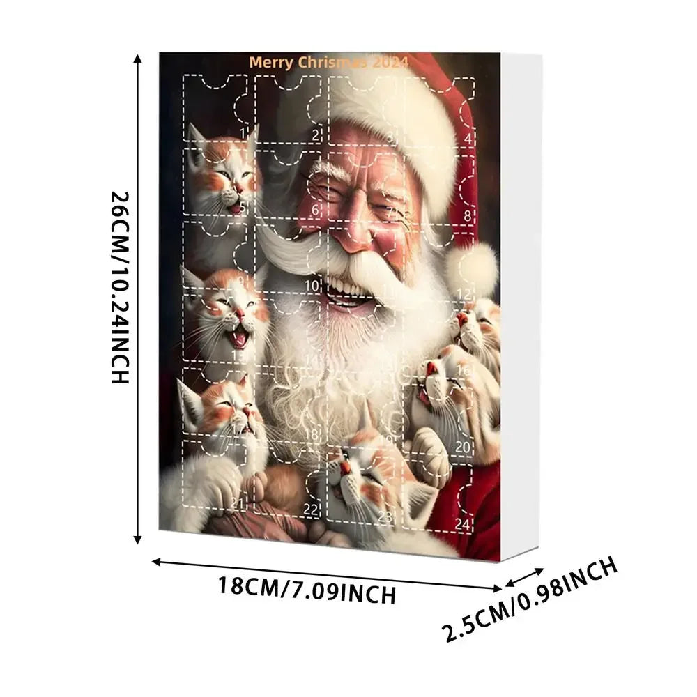 2024 Advent Calendar 24 Days Christmas Cat Ornament Calendar Cartoon Festival Supplies Funny Wall Decoration For Holiday Party
