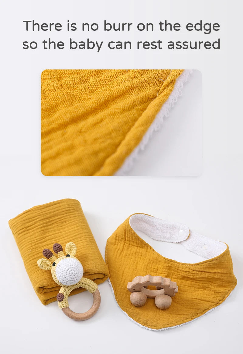 Baby drool Towel Toy Set Milestone Cards Accessories Photography Props Monthly Growth Commemoration Babies Photos Birth Gift Set