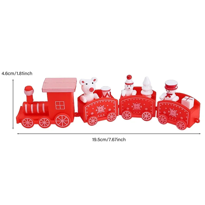 Christmas Train Painted Wooden Plastic  Mini Christmas Tree Train Christmas Decorations Festival Party Xmas Table Top Ornament