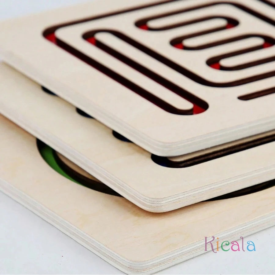 Children Left Right Brain Puzzle Toy Pen Movement Trajectory Control Training Hand Brain Coordination Wooden Educational Toys