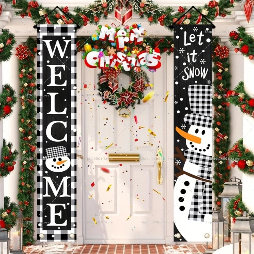 Christmas Door Banner Door Couplet Merry Christmas Decoration For Home 2025 Navidad Kerst Natal Noel Xmas Decor New Year 2026