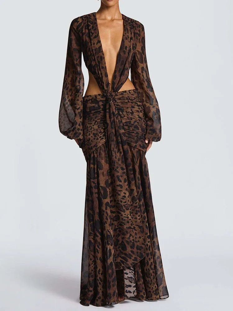 summer women deep v neck backless draped party dress