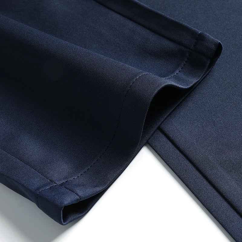 Mens Thin Stretch Straight Summer Pants Silky No-Iron Fabric