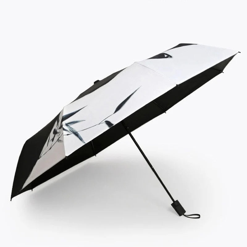 1pc Black White Minimalism Cat Pattern Folding Umbrella Rainproof Sunshade UV Protection Travel Umbrella Automatic Manual Models