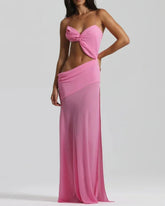 Summer Womens Solid Color Hollow Split Strap Dress