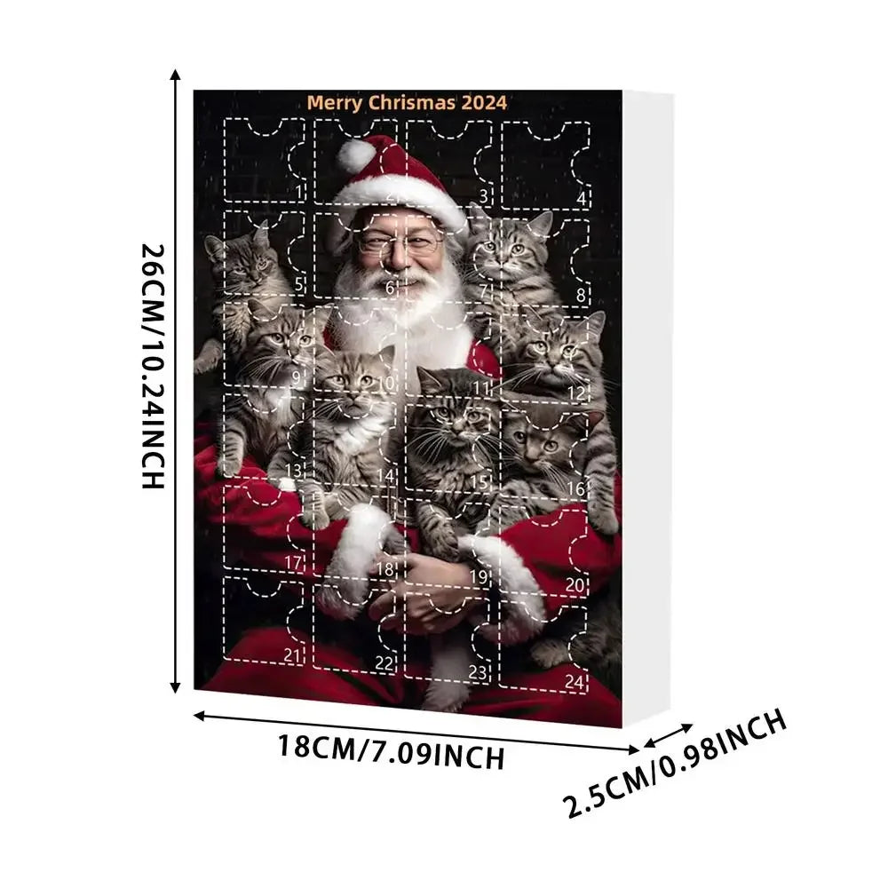 2024 Advent Calendar 24 Days Christmas Cat Ornament Calendar Cartoon Festival Supplies Funny Wall Decoration For Holiday Party