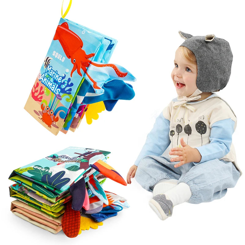 Baby Books Toys, Baby Books 0-6 Months, 3PCS Touch and Feel Cloth Crinkle Soft Books, Toys for 0-3-6-12-18 Months Infant Newborn