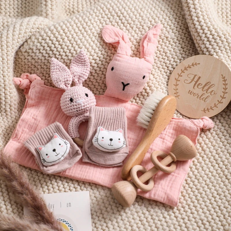 Baby Rattle Toys Newborn Animal Appease Towel Keepsakes Memories Milestone Cards Baby Birth Monthly Bath Accessories Photography