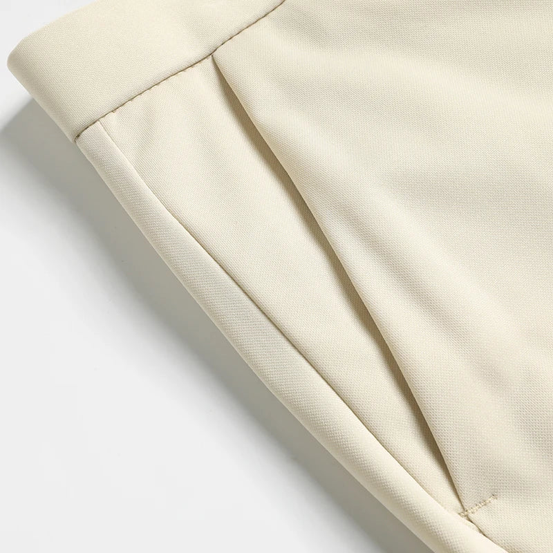 Mens Thin Stretch Straight Summer Pants Silky No-Iron Fabric