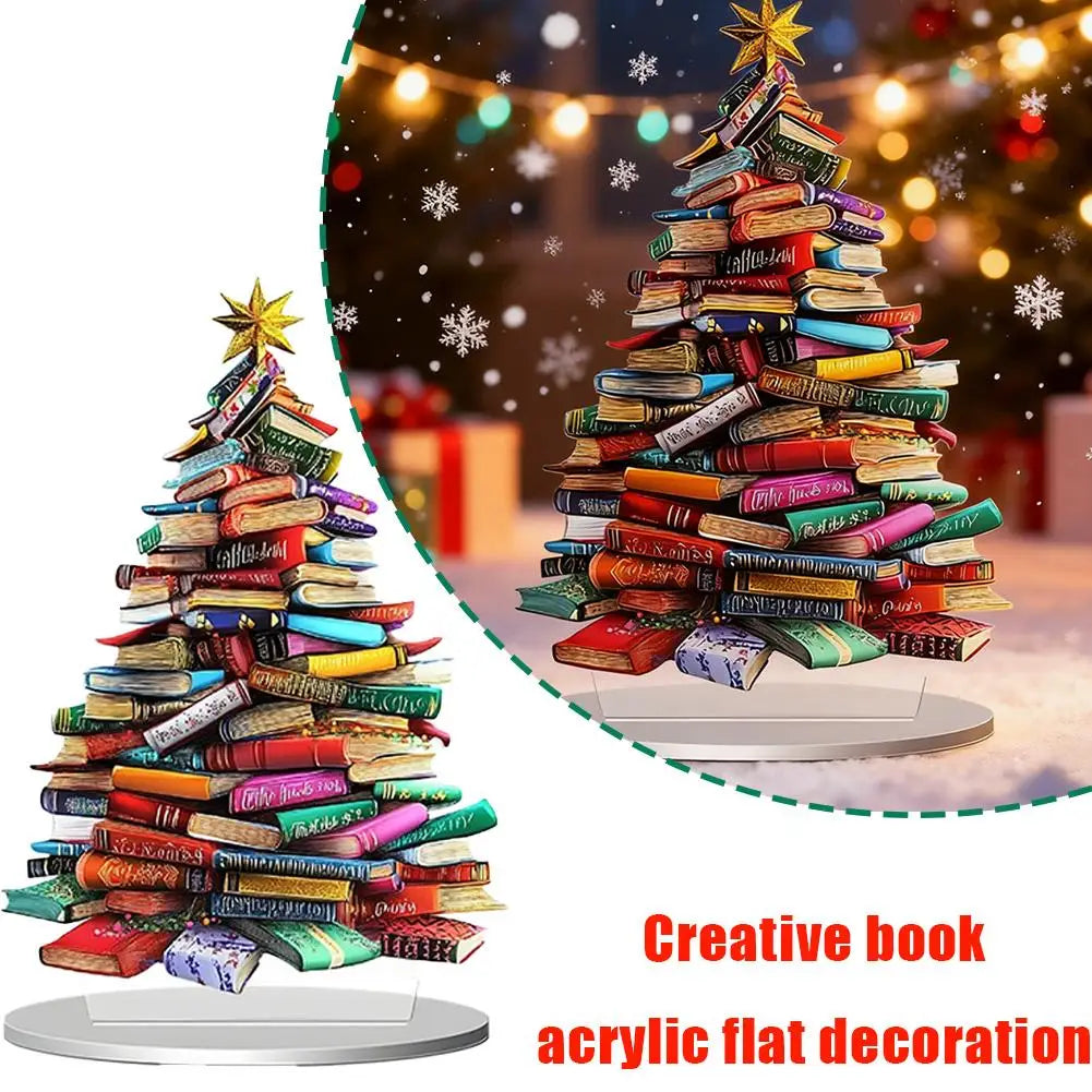 Christmas Theme Book Christmas Tree Acrylic Ornament Decoration Home Creative Tabletop Decoration Festival Birthday Gifts