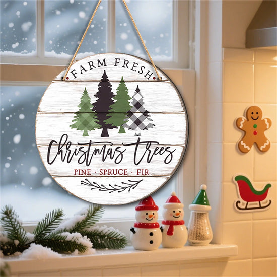 Christmas Christmas Tree Welcome Sign 2d Flat Wooden Holiday Party Hanging Sign Ornaments For Home Garden Decor Christma