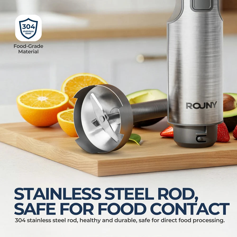 Powerful Hand Immersion Blender,4-in-1 Stainless Steel Stick Food Mixer,700ml Mixing Beaker,500ml Processor,Whisk, MAX 1200W