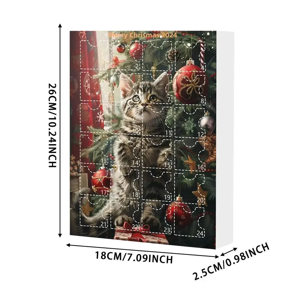 2024 Advent Calendar 24 Days Christmas Cat Ornament Calendar Cartoon Festival Supplies Funny Wall Decoration For Holiday Party