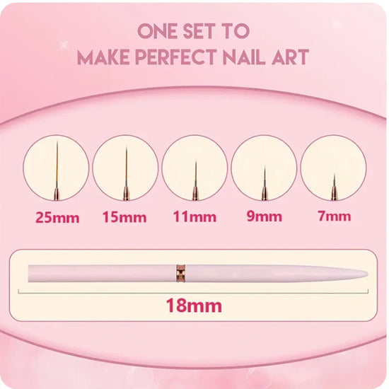Nail Art Liner Brushes Set 5pcs