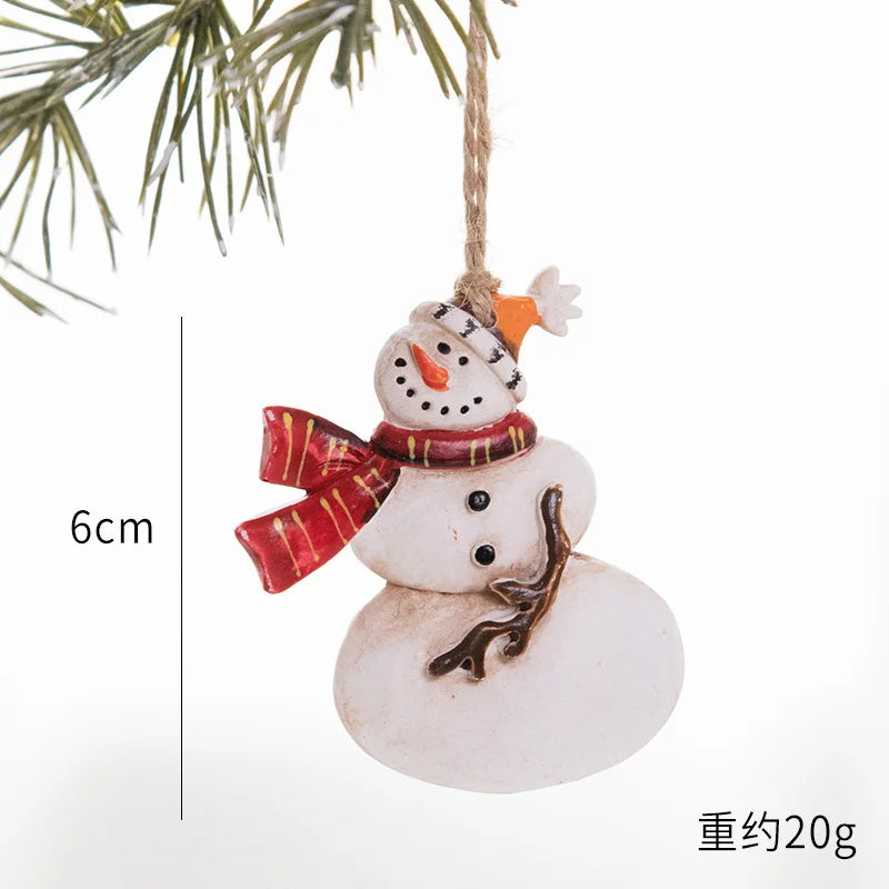Christmas Resin Tree Decorations Santa Snowman Angel Pendant Ornament DIY Kids Toys Noel Navidad Kerst 2023