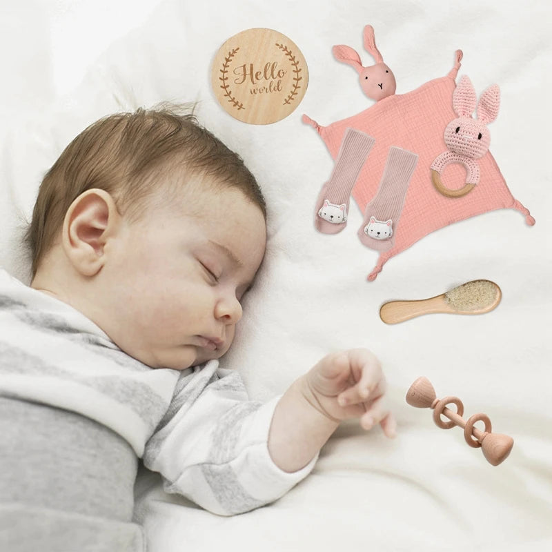 Baby drool Towel Toy Set Milestone Cards Accessories Photography Props Monthly Growth Commemoration Babies Photos Birth Gift Set