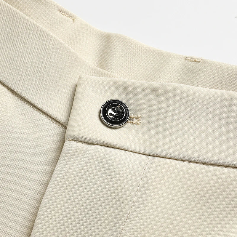 Mens Thin Stretch Straight Summer Pants Silky No-Iron Fabric