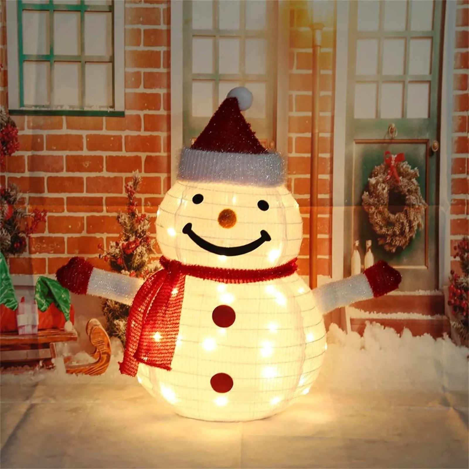 2025 Christmas Cute Decoration Folding Cloth Snowman Retractable Cloth Glowing LED String Lights Indoor Outdoor Decoration