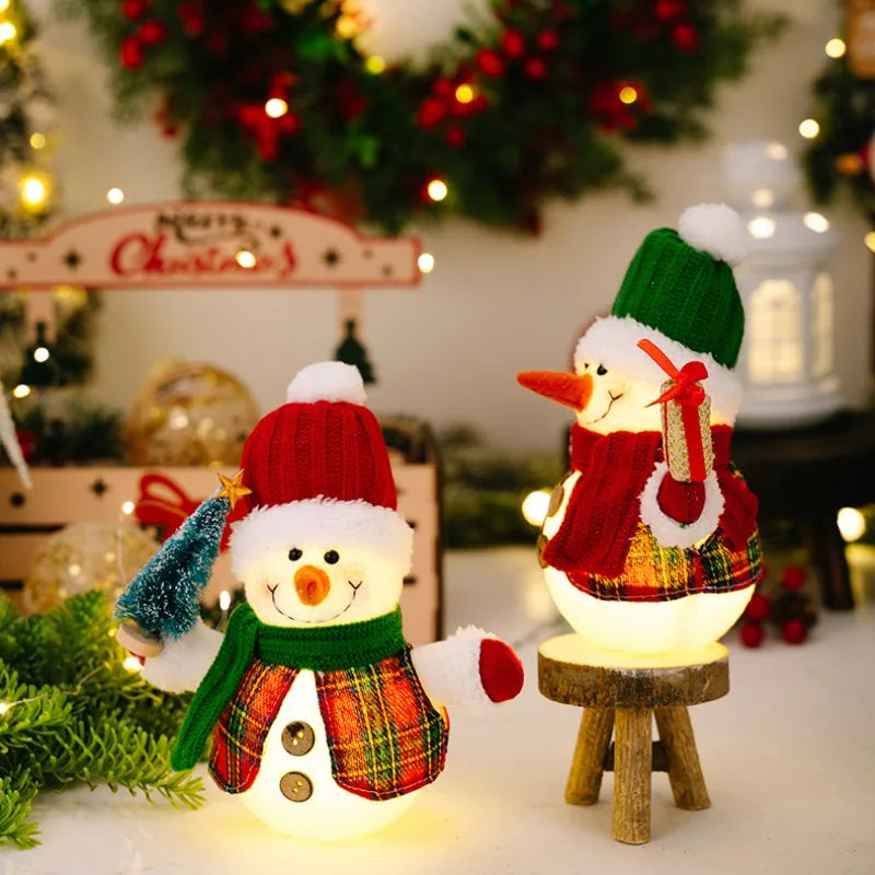 Christmas Glowing Snowman Decoration with Lights Snowman for Table Ornament Creative Gift Decoracion Para El Hogar