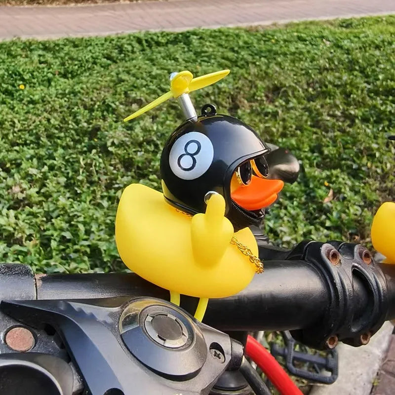 New! Funny Middle Finger Rubber Duck for Bike Car Dashboard Decorations Yellow Duck with Propeller Motorcycle Car Decoration