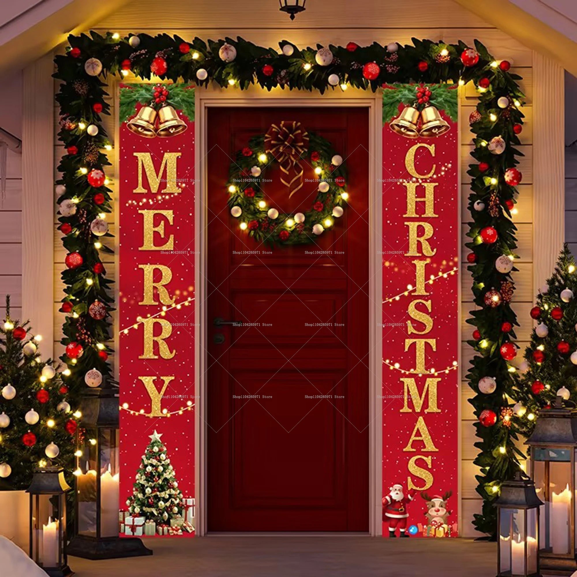 Christmas Door Banner Door Couplet Merry Christmas Decoration For Home 2025 Navidad Kerst Natal Noel Xmas Decor New Year 2026