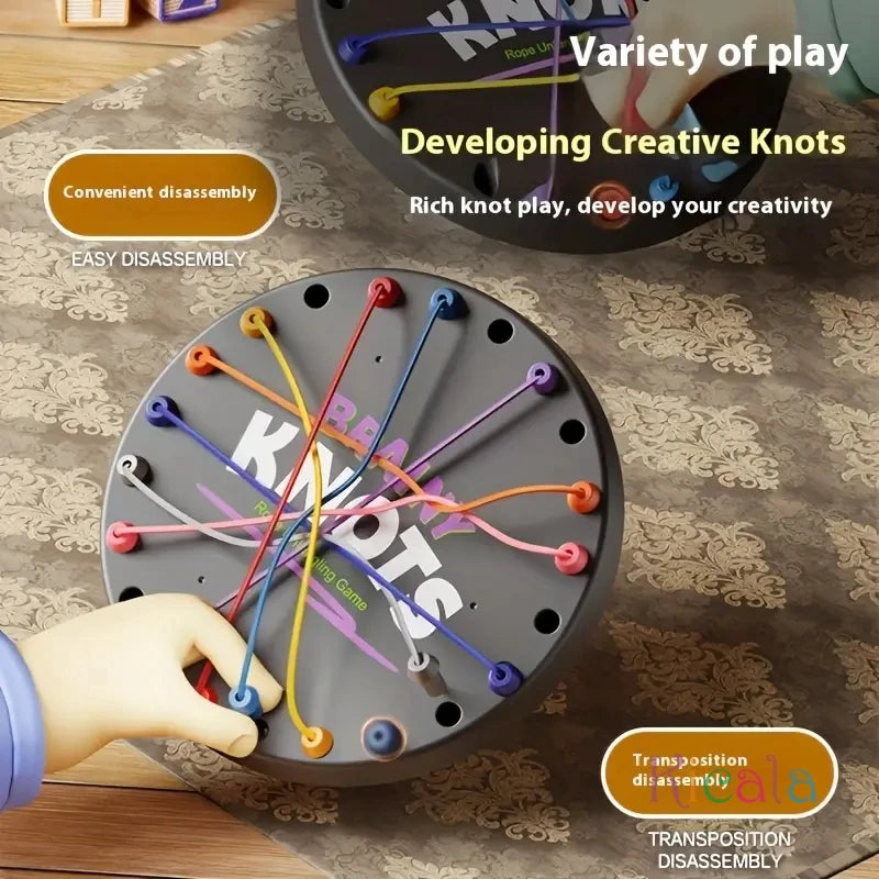 Kid Rope Knots Puzzle Board Game Color Line Twisted Connected Rope Sorting Logic Thinking Challenge Strategy Table Game Toys