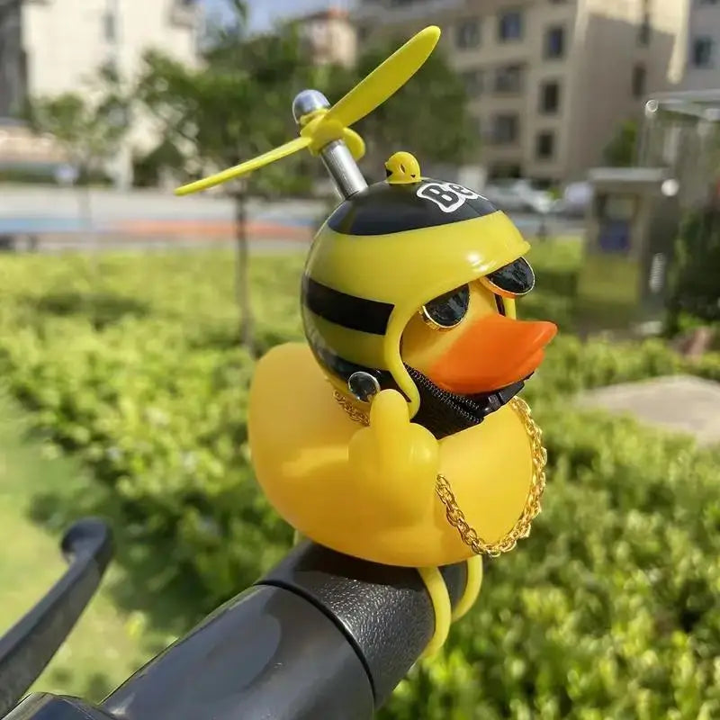New! Funny Middle Finger Rubber Duck for Bike Car Dashboard Decorations Yellow Duck with Propeller Motorcycle Car Decoration