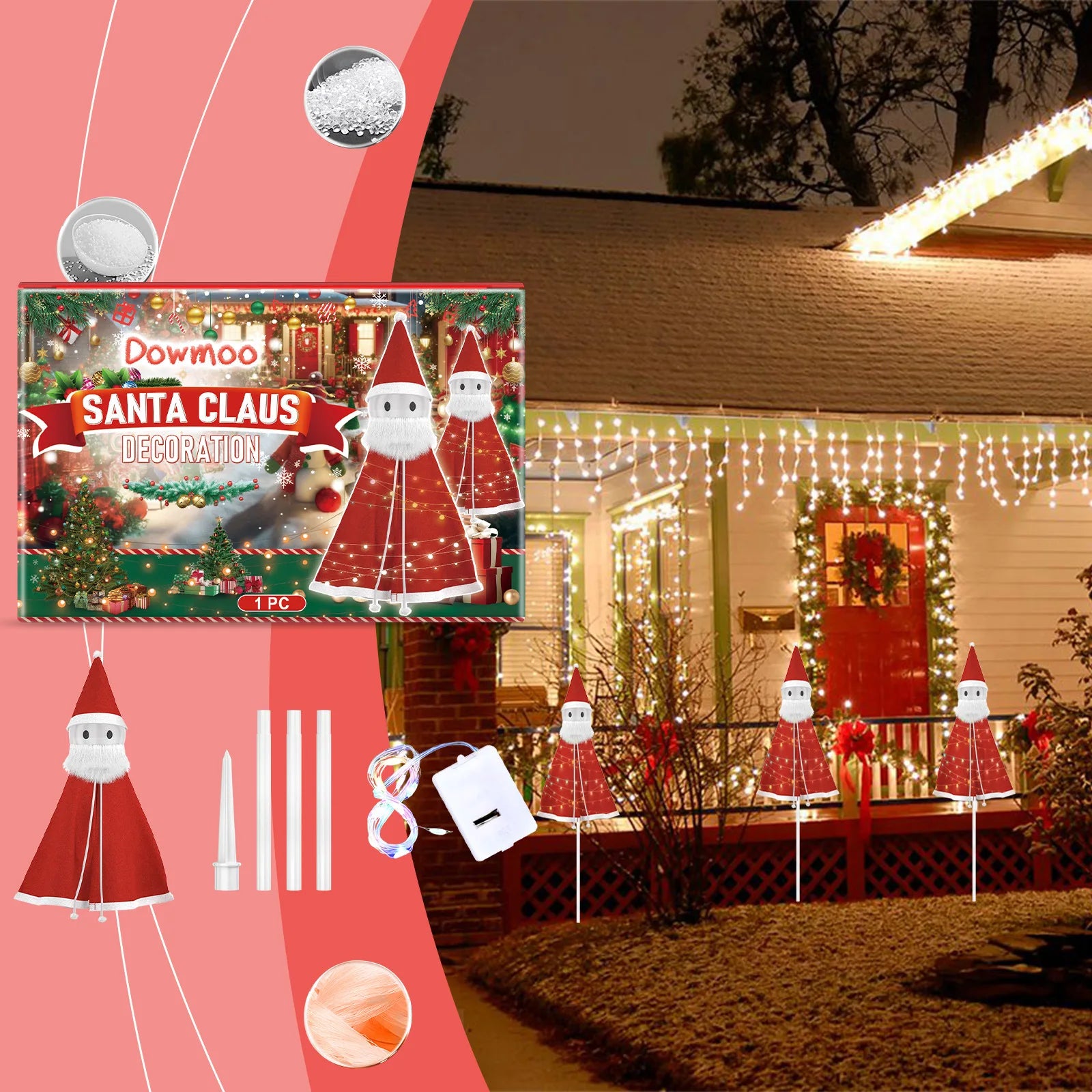 Christmas Santa Claus Decorations Fun Ornaments for Festive Atmosphere Detachable Lightweight Playful Toys