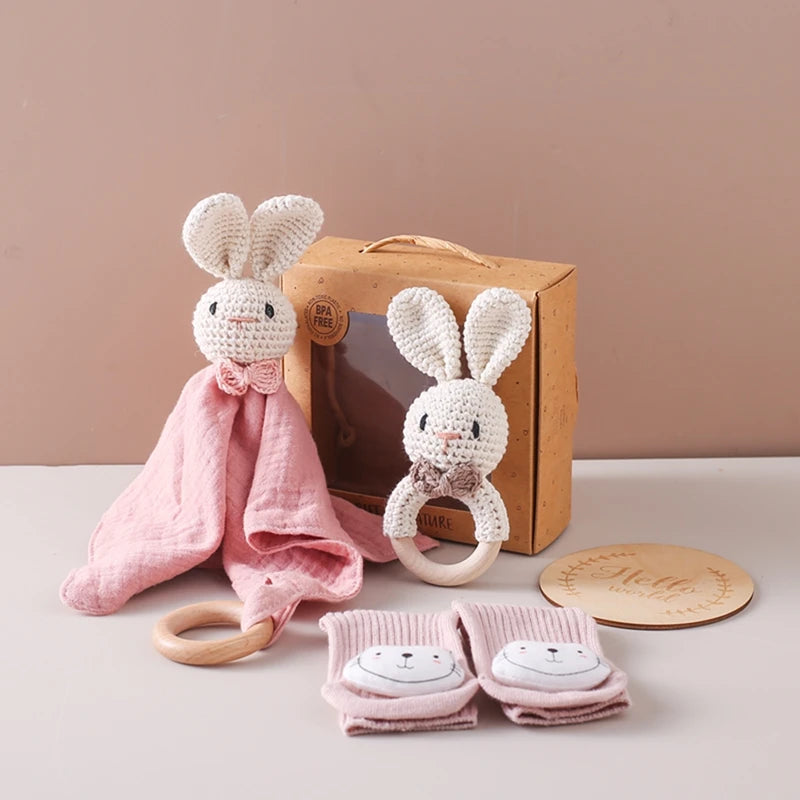 Baby Rattle Toys Newborn Animal Appease Towel Keepsakes Memories Milestone Cards Baby Birth Monthly Bath Accessories Photography