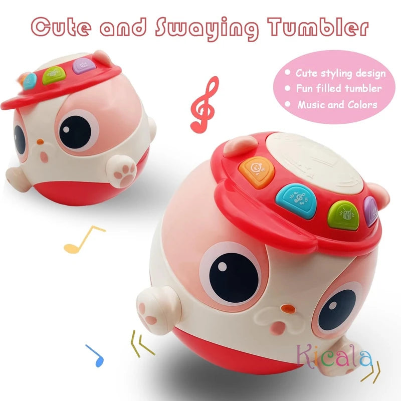 Baby Music Toys Tummy Drum Tumbler Toy Music & Light Early Development Learning Toddler Toy Musical Dog for Boy Girl Gifts