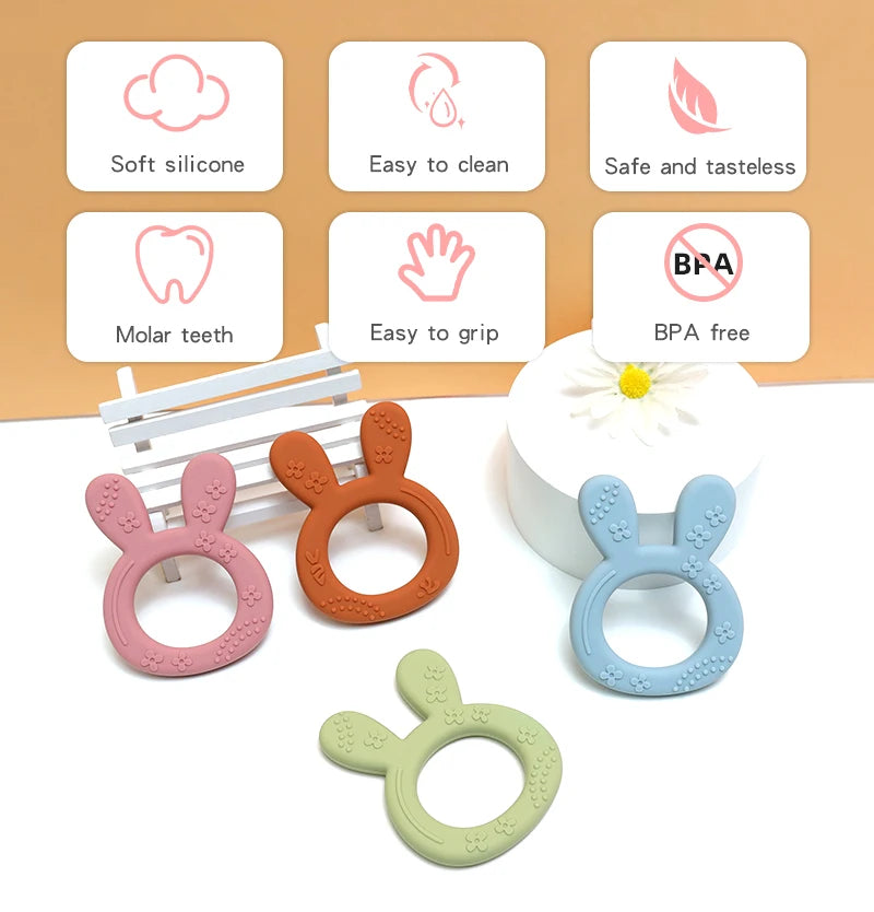 2024 New Baby Teether carrot bunny Shape Silicone Teether Teething Toy Kids Sensory Educational teething Toy
