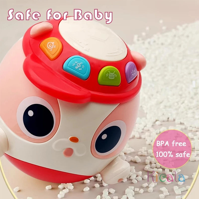 Baby Music Toys Tummy Drum Tumbler Toy Music & Light Early Development Learning Toddler Toy Musical Dog for Boy Girl Gifts