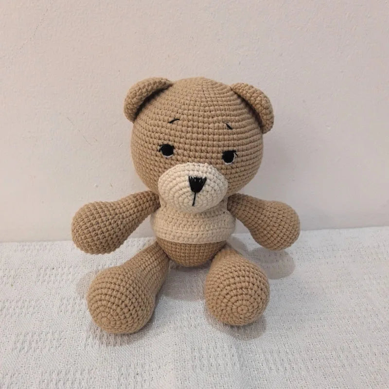 Personalization Crochet Animal Baby Towel Toy Wooden Newborn toys Bear Stuffed Doll Cotton Towel Sleeping dolls