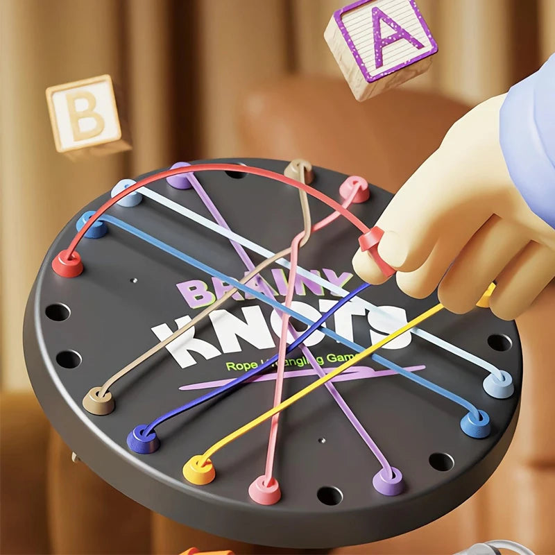Kid Rope Knots Puzzle Board Game Color Line Twisted Connected Rope Sorting Logic Thinking Challenge Strategy Table Game Toys