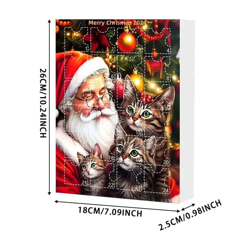 2024 Advent Calendar 24 Days Christmas Cat Ornament Calendar Cartoon Festival Supplies Funny Wall Decoration For Holiday Party