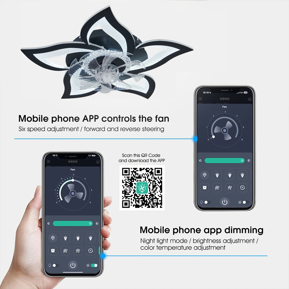 IRALAN home appliances LED ceiling fan light modern smart switch ceiling fan with light home interior decoration fan light