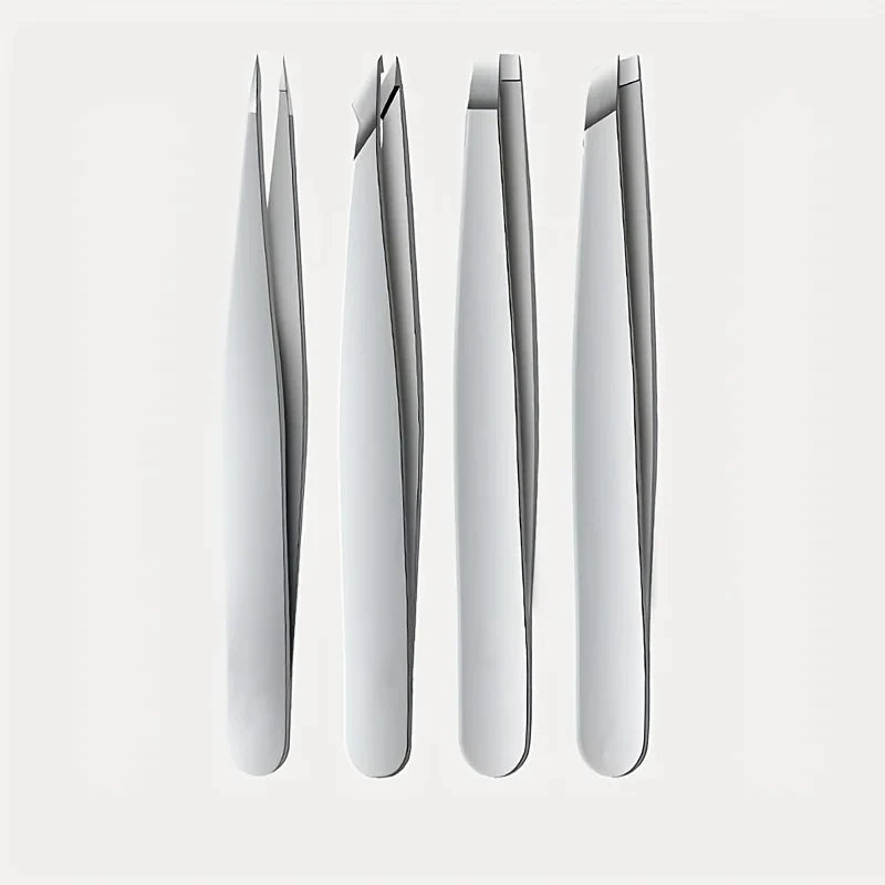 Ouriner Eyebrow Tweezers Set 4 Pcs Stainless Steel Eyebrow Forceps Professional Beauty Tool Set For Facial Hair Inward Growing