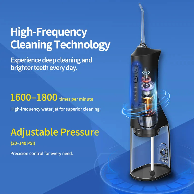 DrYadent Cordless YD06 Water Flosser 7 Nozzles 4 Smart Modes 3hrs Fast USB-C Charge 300ML Portable Tank 2min-Deep Cleaning Adult