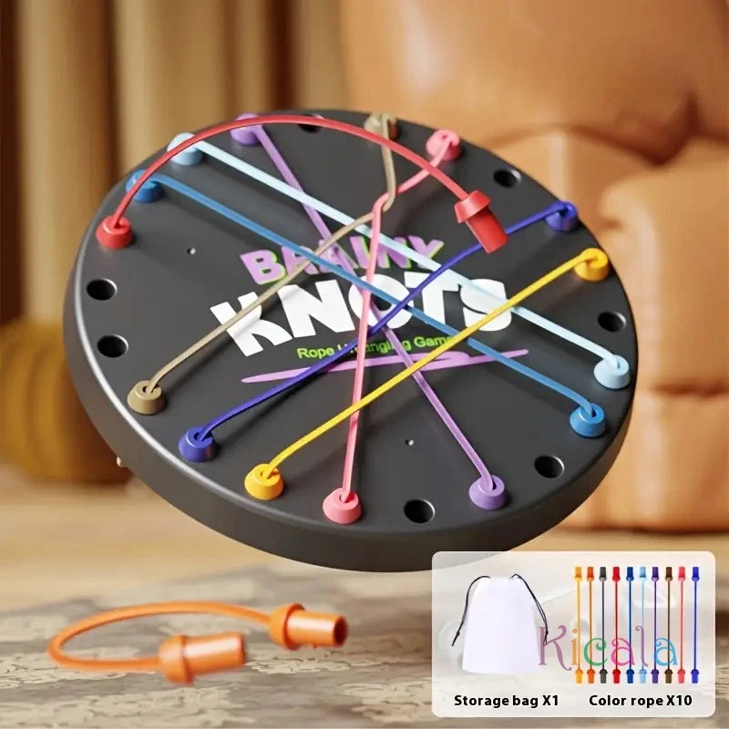 Kid Rope Knots Puzzle Board Game Color Line Twisted Connected Rope Sorting Logic Thinking Challenge Strategy Table Game Toys