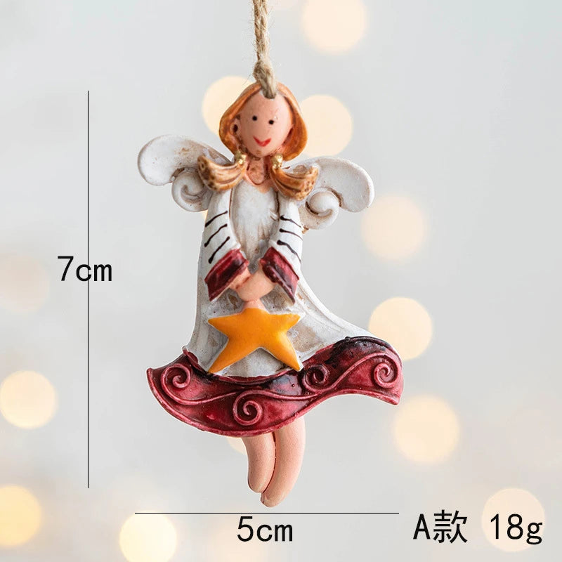 Christmas Resin Tree Decorations Santa Snowman Angel Pendant Ornament DIY Kids Toys Noel Navidad Kerst 2023